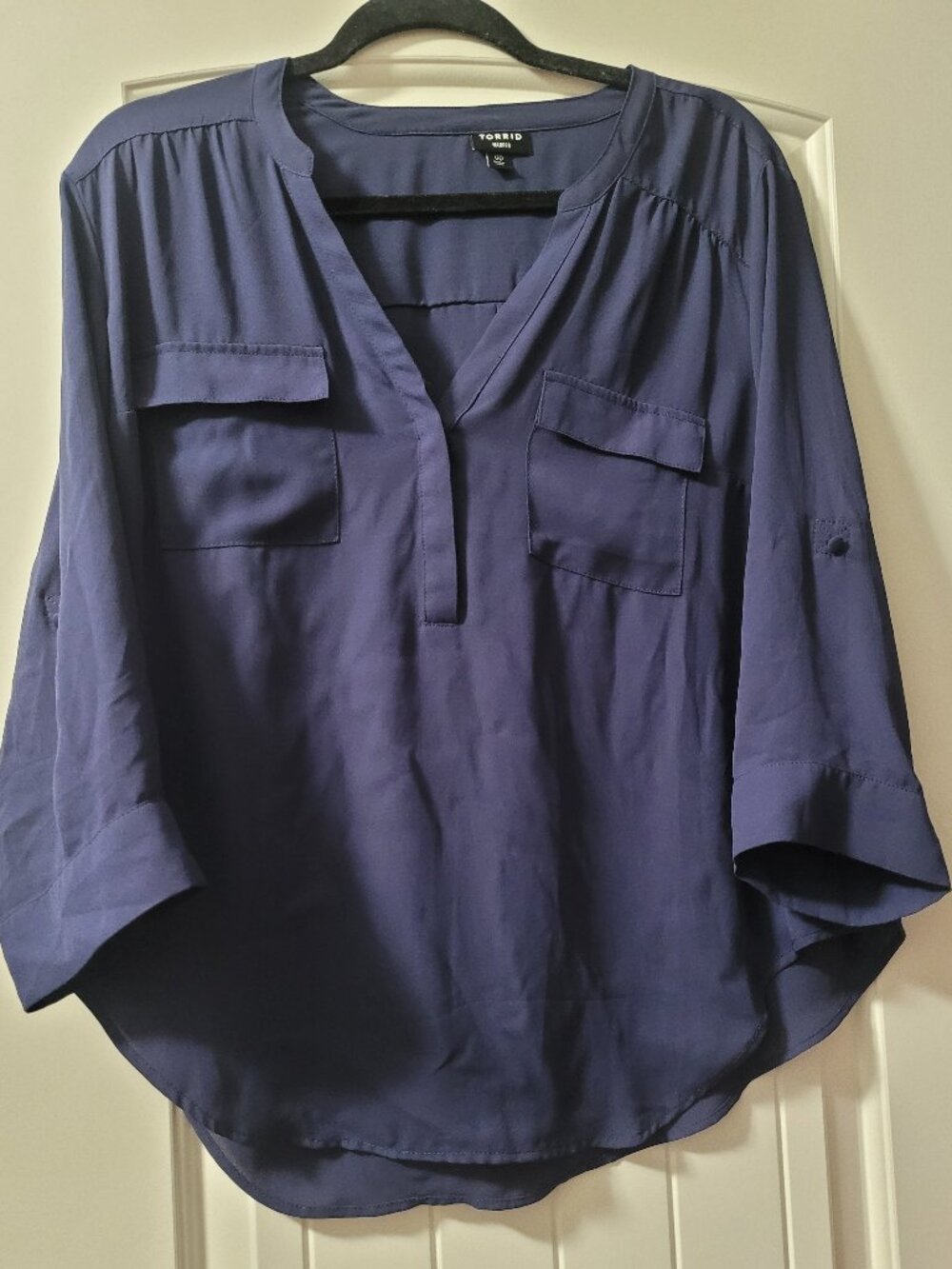 Torrid XL Womens Top Navy Blue Dressy 3/4 Sleeves - Picture 4 of 4